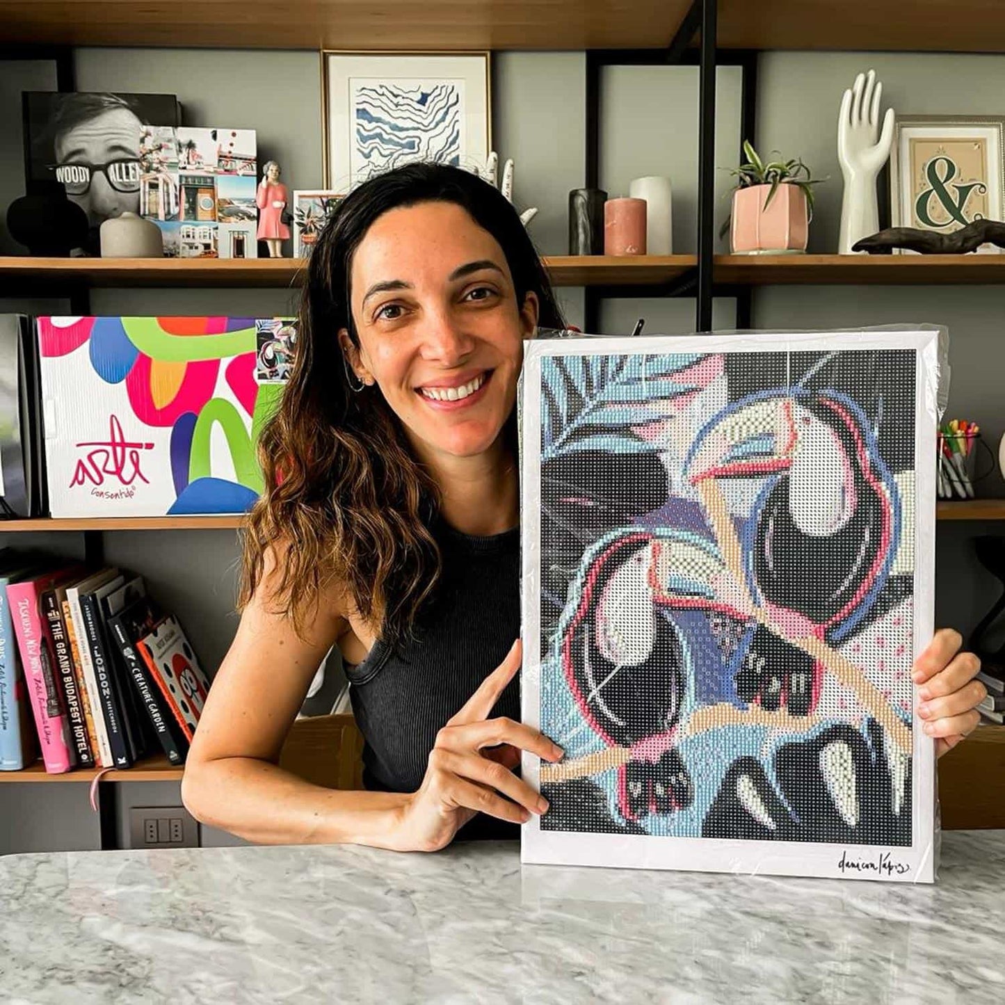 Pintura con Diamantes Cisne by @Daniconlapiz 30x40 con Bastidor (diamante redondo)