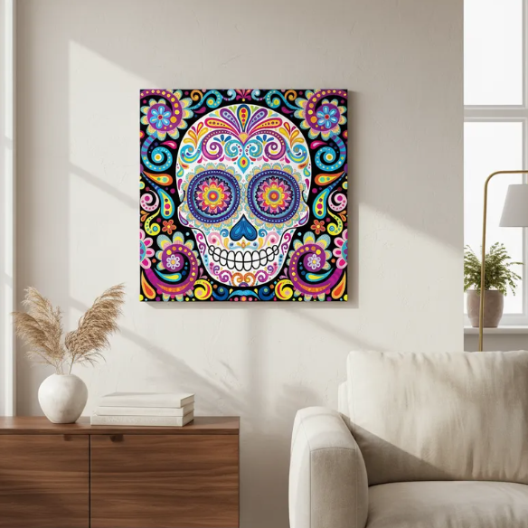 Pintura con Diamantes Calavera Colores 30X30
