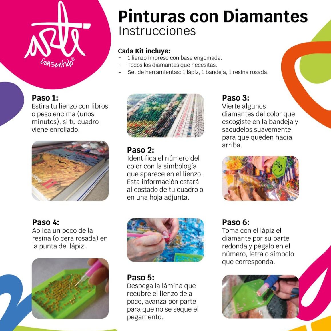 Pintura con Diamantes Caja para Tissues Chromatic Stripe