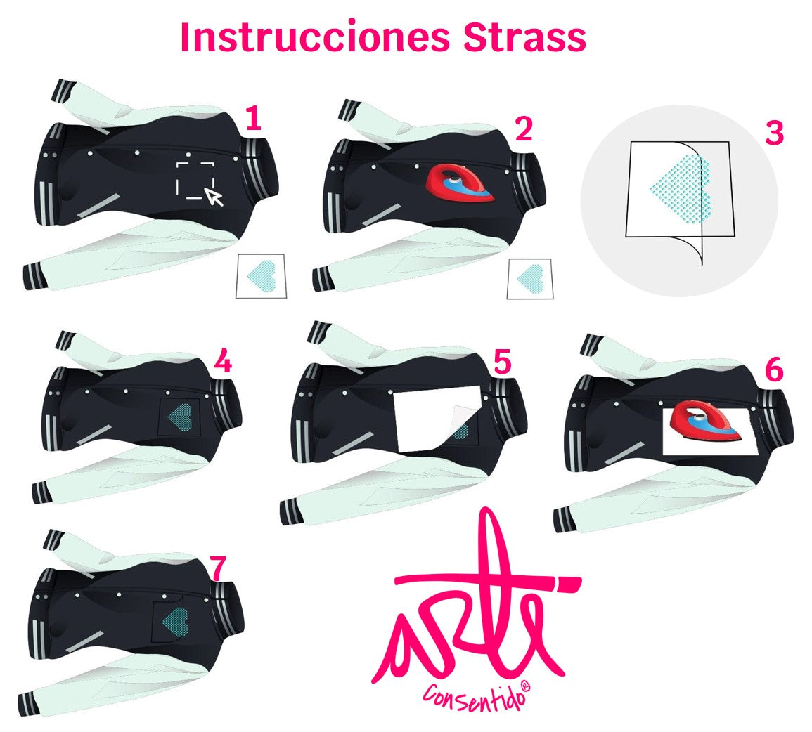 Aplique strass planchable Cristales Puntos negros