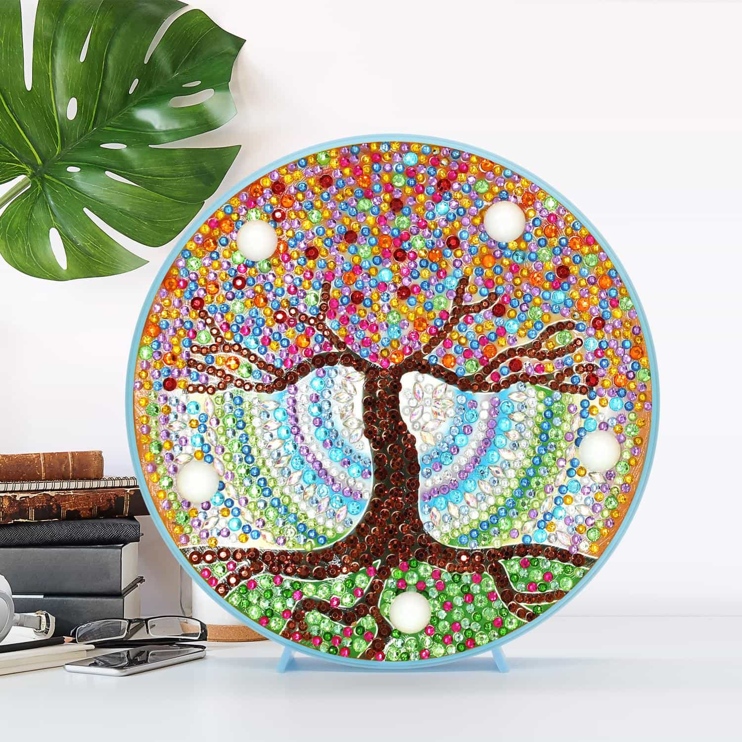 Pintura con Diamantes Lámpara Luz Led Árbol de la Vida