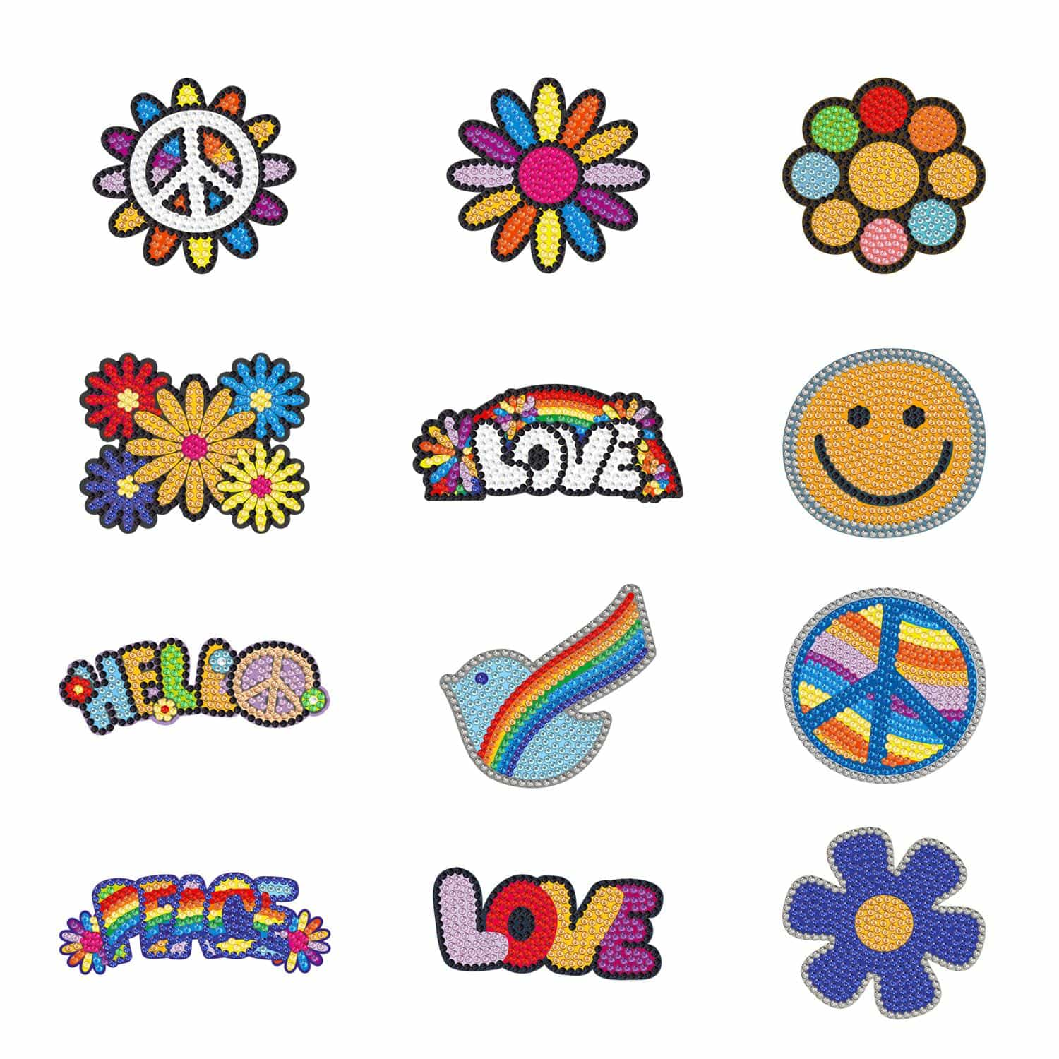 Pintura con diamantes set stickers Love peace