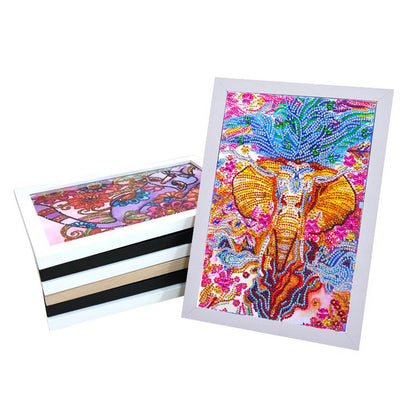 Pintura con Diamantes Elefante Indú 20x30 con Marco