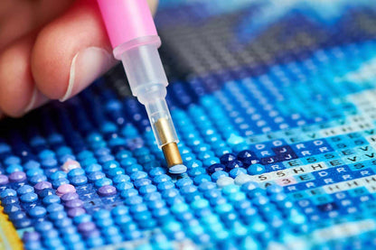 Pintura con Diamantes Caja de madera y espejo celeste (20x15x4