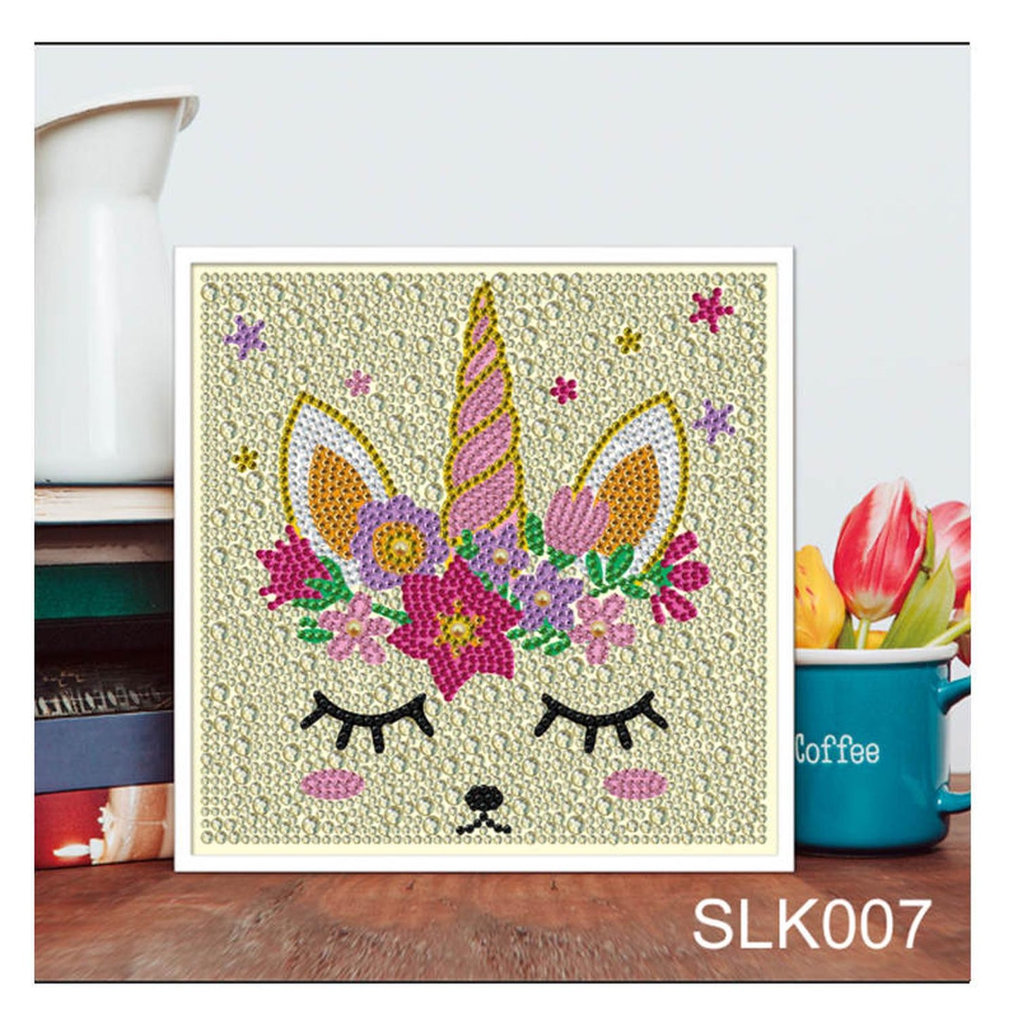 Pintura con Diamantes para Niños Unicornio Durmiente 20X20 con Marco