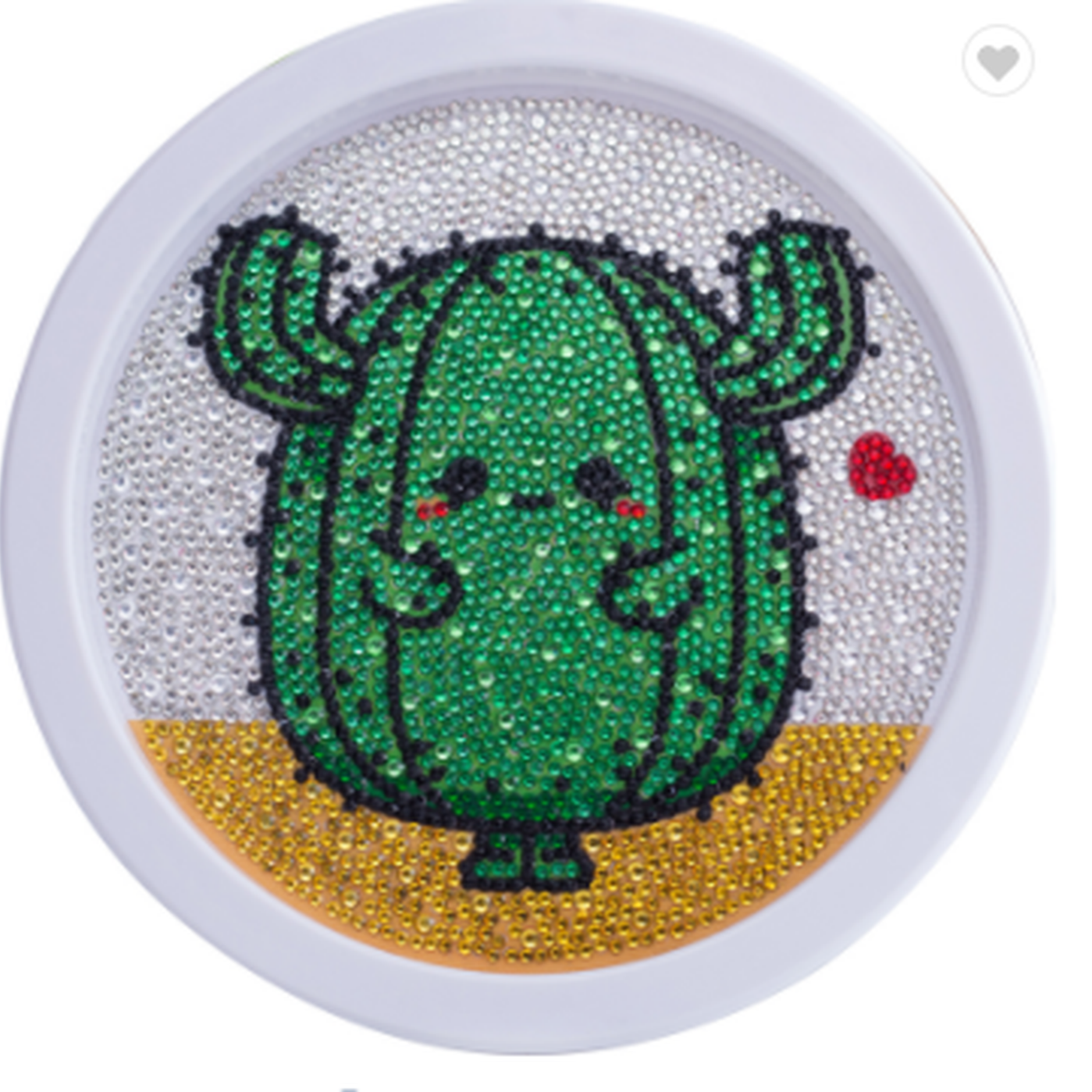 Pintura con Diamantes para Niños cactus 20 CM Redondo con Marco