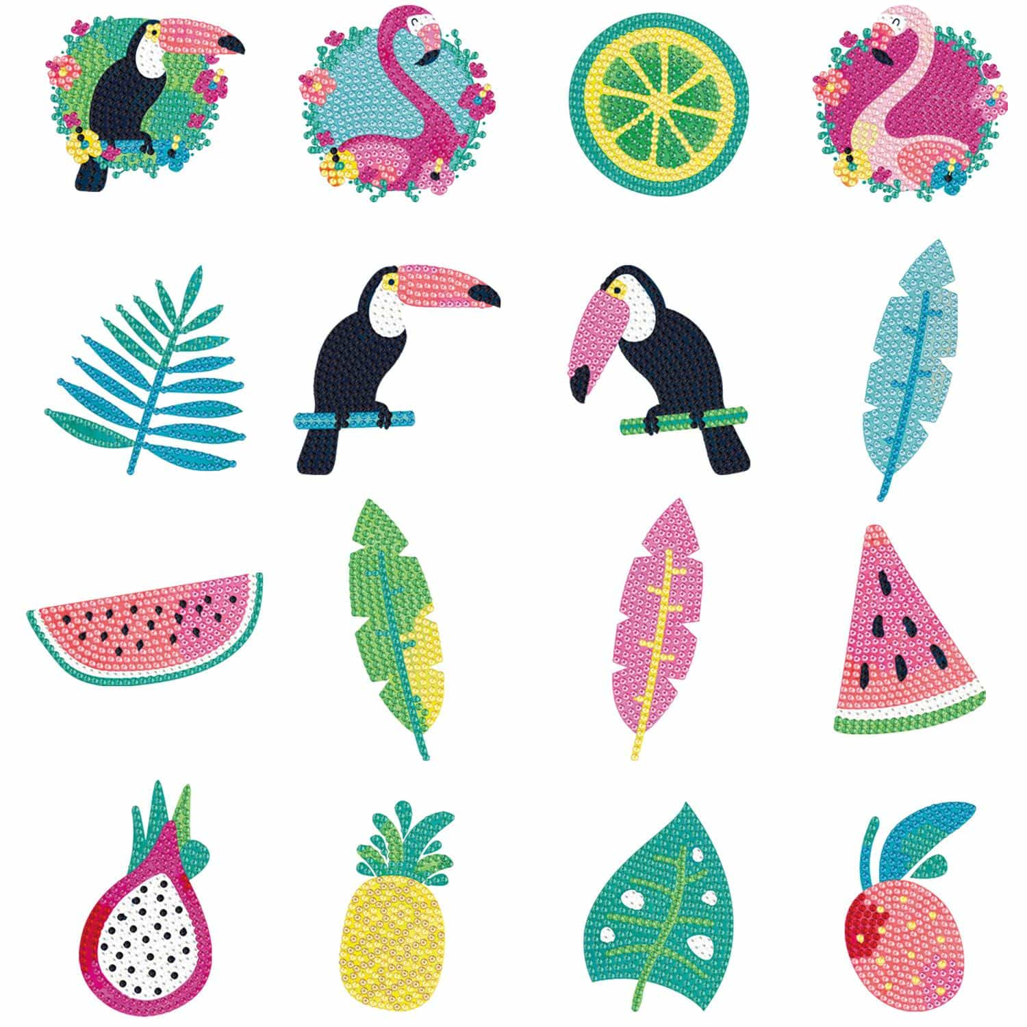 Pintura con diamantes set stickers Tropical