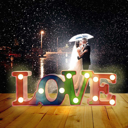 Pintura con Diamantes Lámpara con Luz Led Love