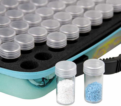 Maleta organizadora (22x34 cms) 60 botellas + kit herramientas pintura con diamantes cierre colores