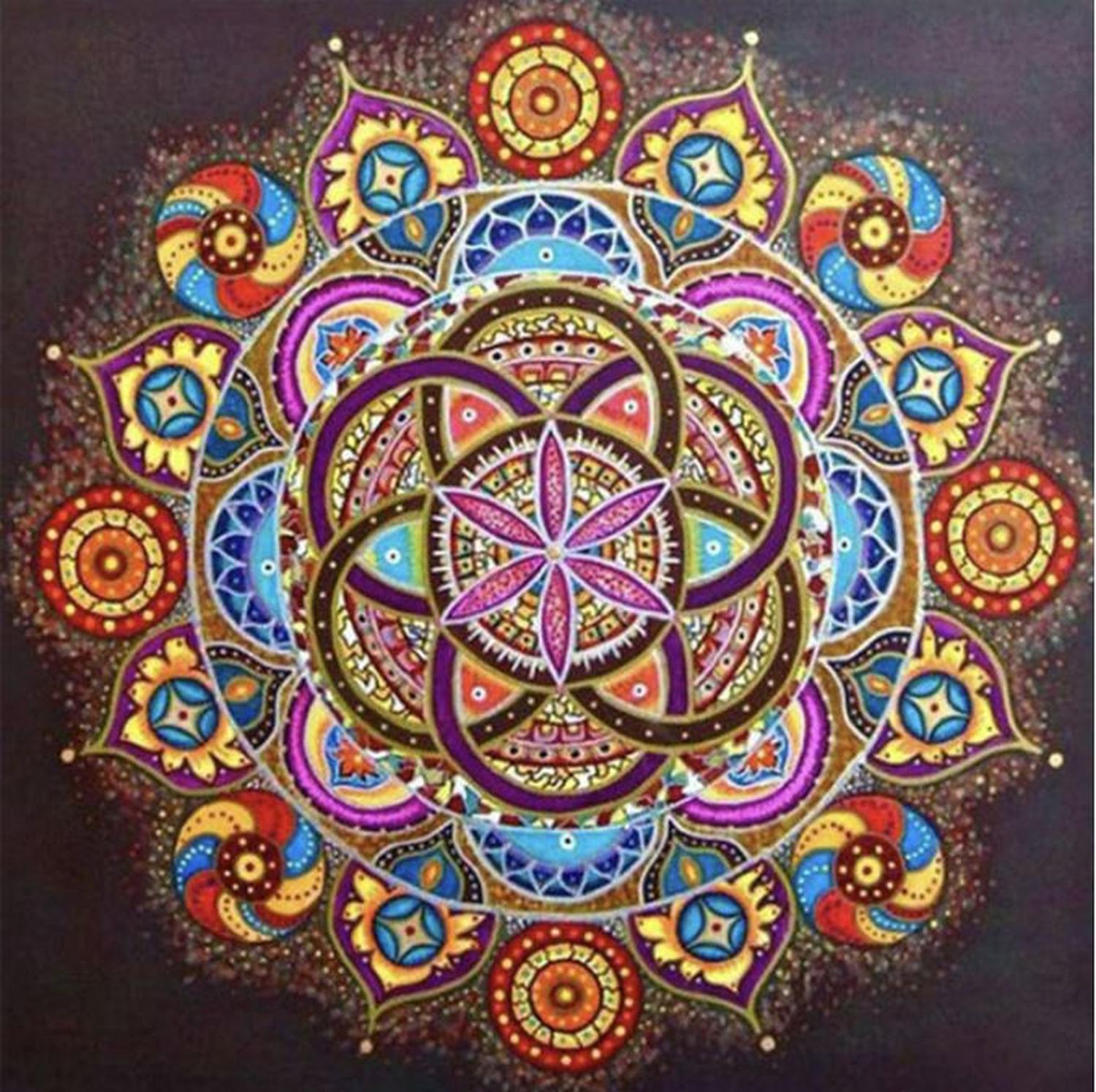 Pintura con Diamantes Mandala Buda 30X30 Diamante Redondo