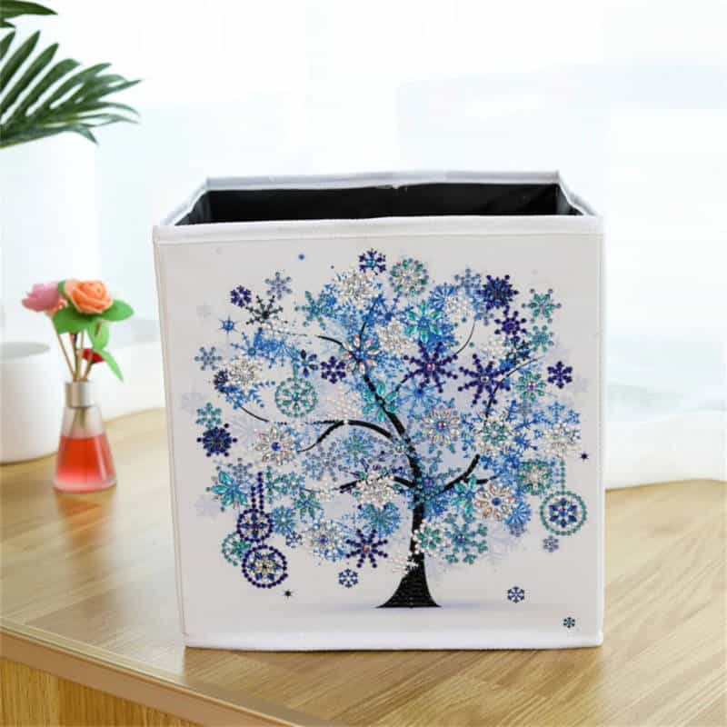 Pintura con Diamantes Caja Organizadora Árbol Azul