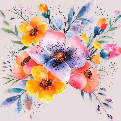 Set de 3 cuadros  pintura por número  flores de 20x20