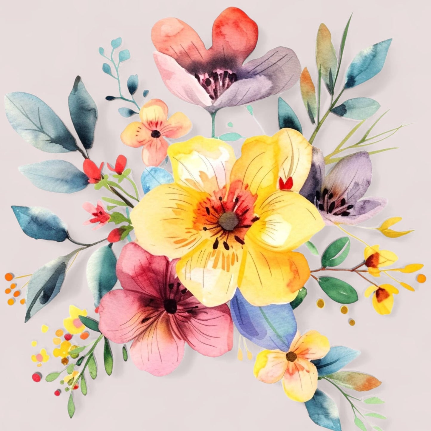 Set de 3 cuadros  pintura por número  flores de 20x20