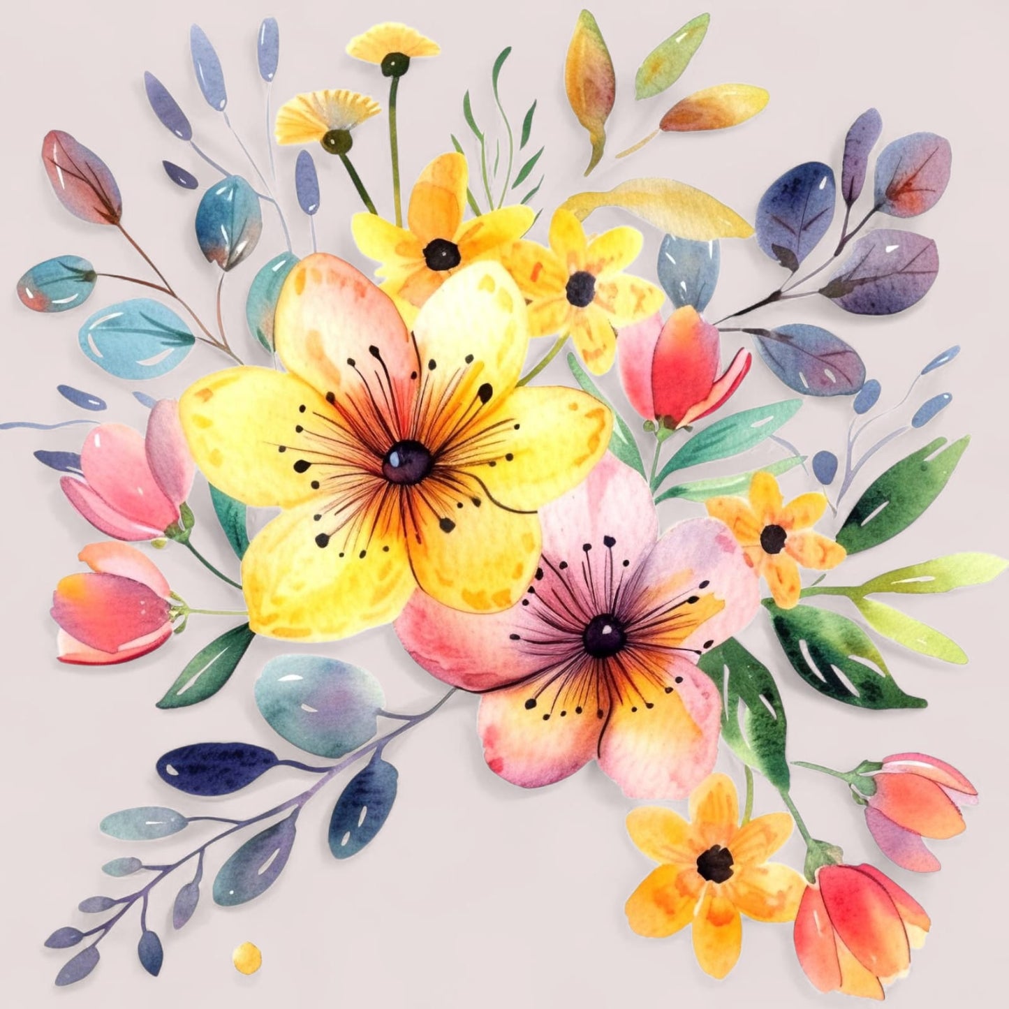 Set de 3 cuadros  pintura por número  flores de 20x20