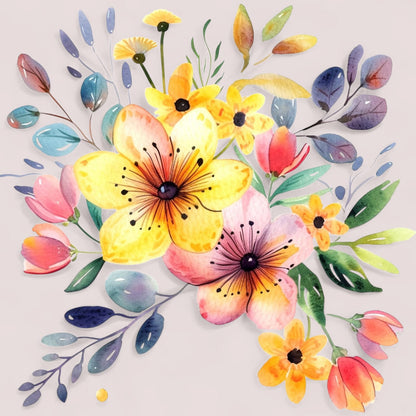 Set de 3 cuadros  pintura por número  flores de 20x20