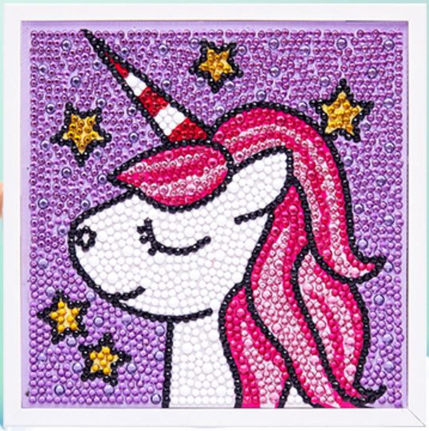 Pintura con Diamantes para Niños Unicornio 15X15 con Marco