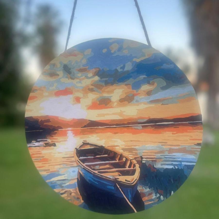 Colgante de madera Pintura por números Barco