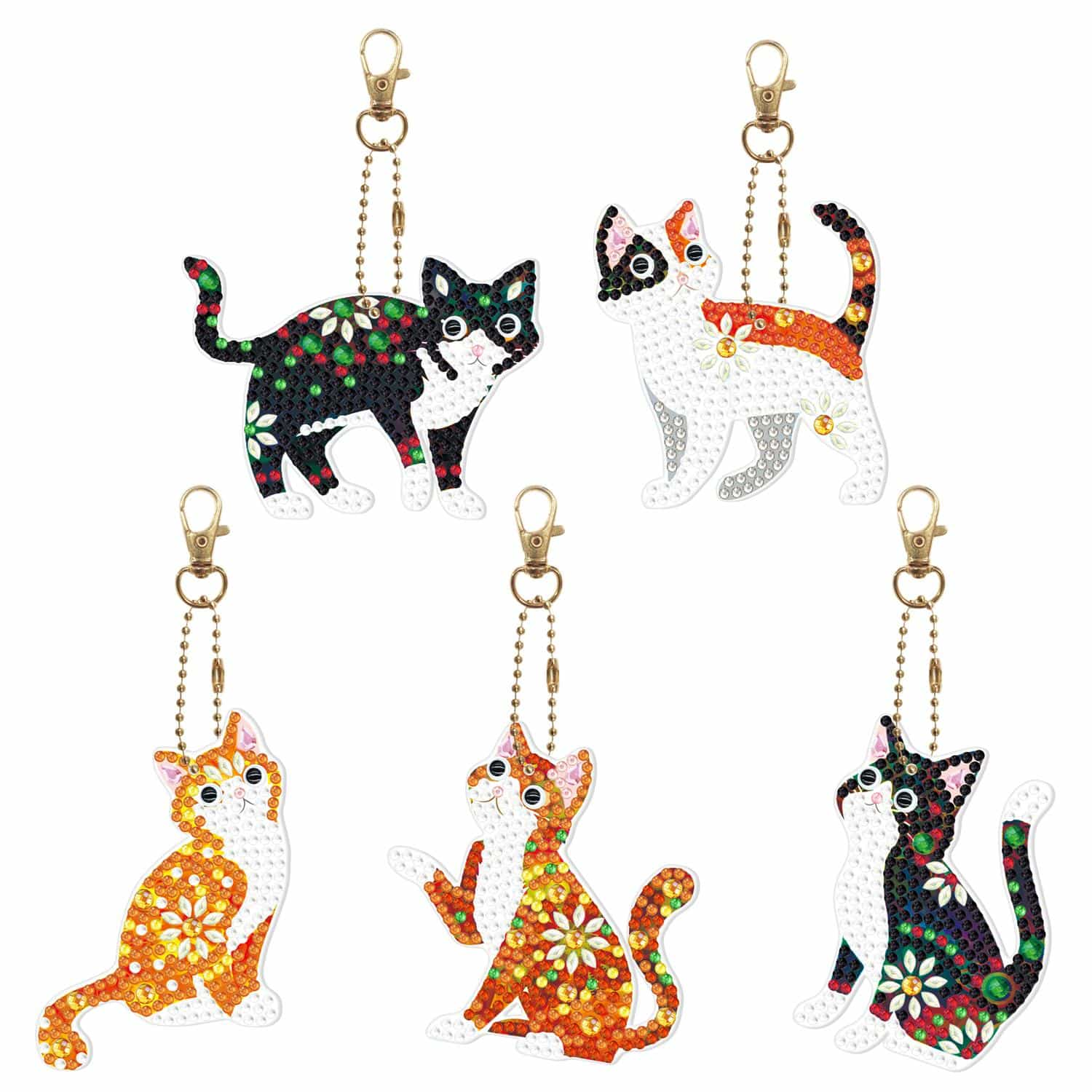 Pintura con diamantes set llaveros Gatos (5 unid)