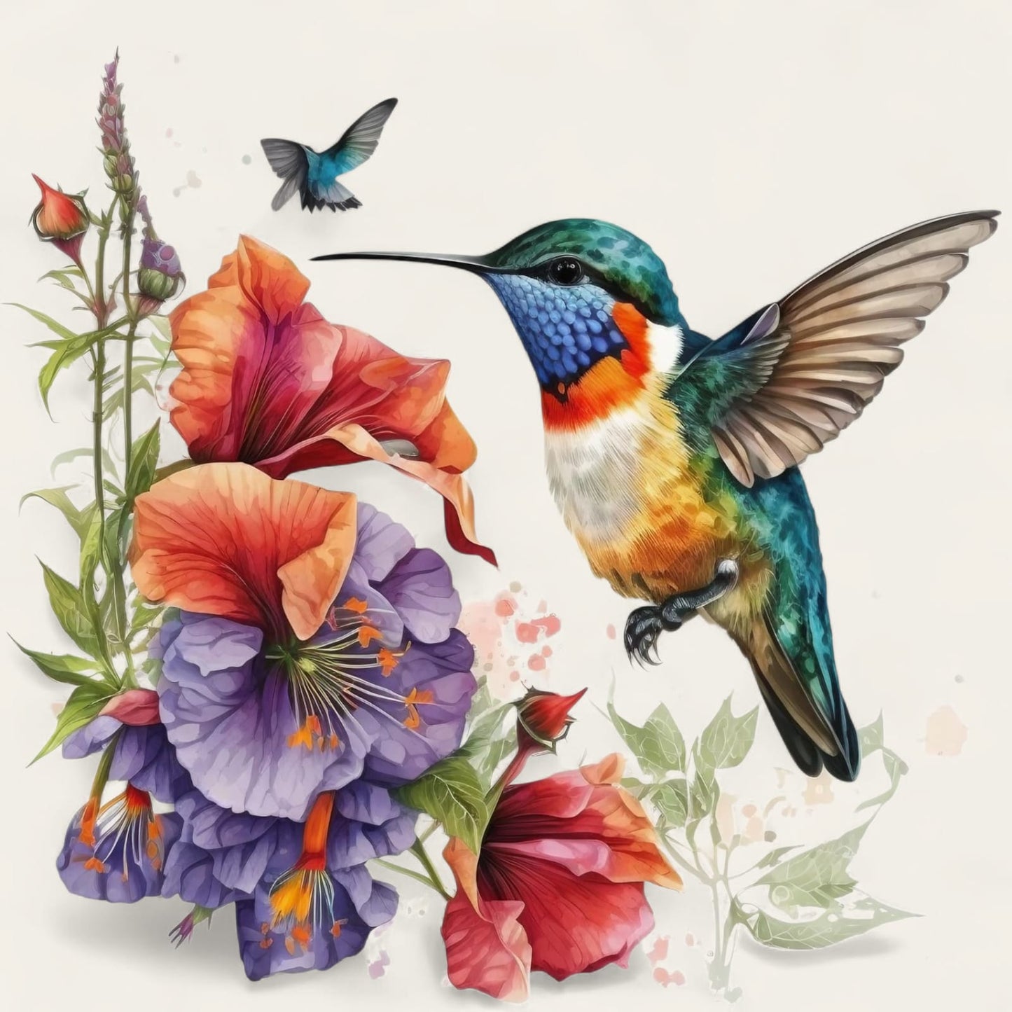 Set de 3 cuadros  pintura por número  Colibri de 20x20