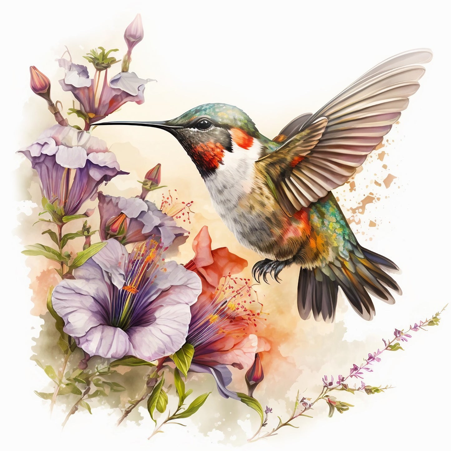 Set de 3 cuadros  pintura por número  Colibri de 20x20