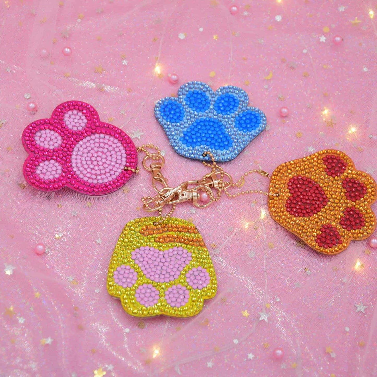 Pintura con diamantes set llaveros Patitas perros (4 unid)