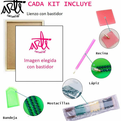 Pintura con Diamantes Border Collie 30x40 con Bastidor