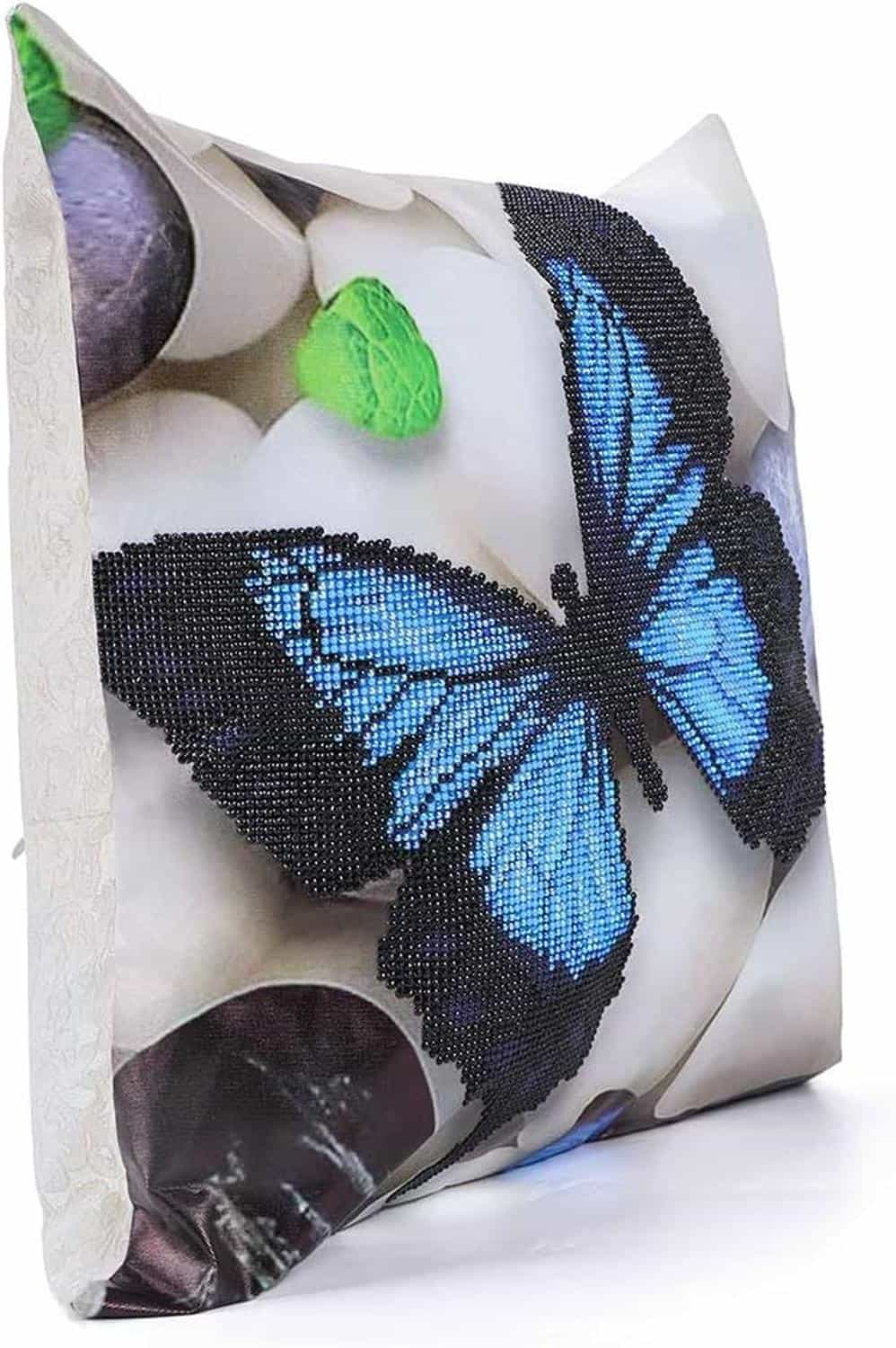 Pintura con Diamantes Funda Cojín Mariposa Azul 30x30 cm