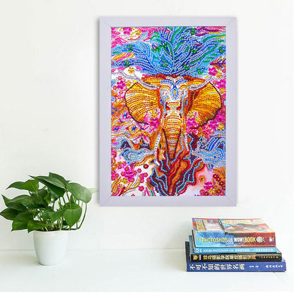 Pintura con Diamantes Elefante Indú 20x30 con Marco