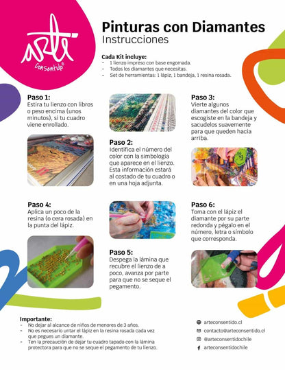 Pintura con Diamantes Lámpara con Luz Led Love