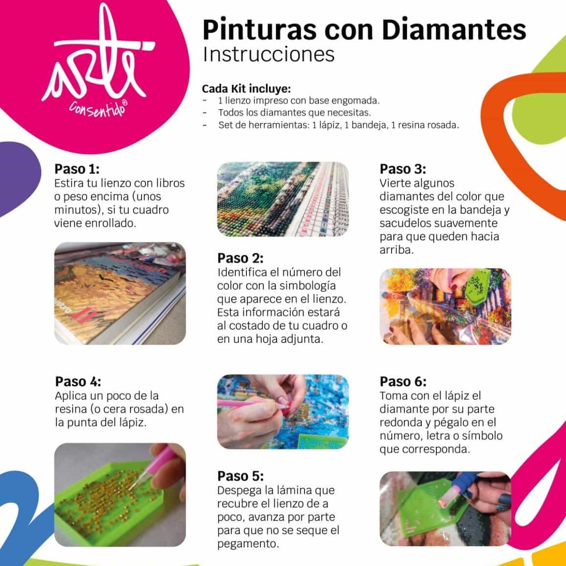 Pintura con diamantes set stickers Mundo marino