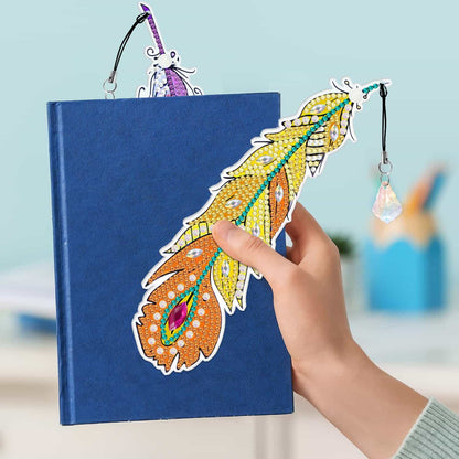 Pintura con diamantes 5 marcadores de libro Plumas