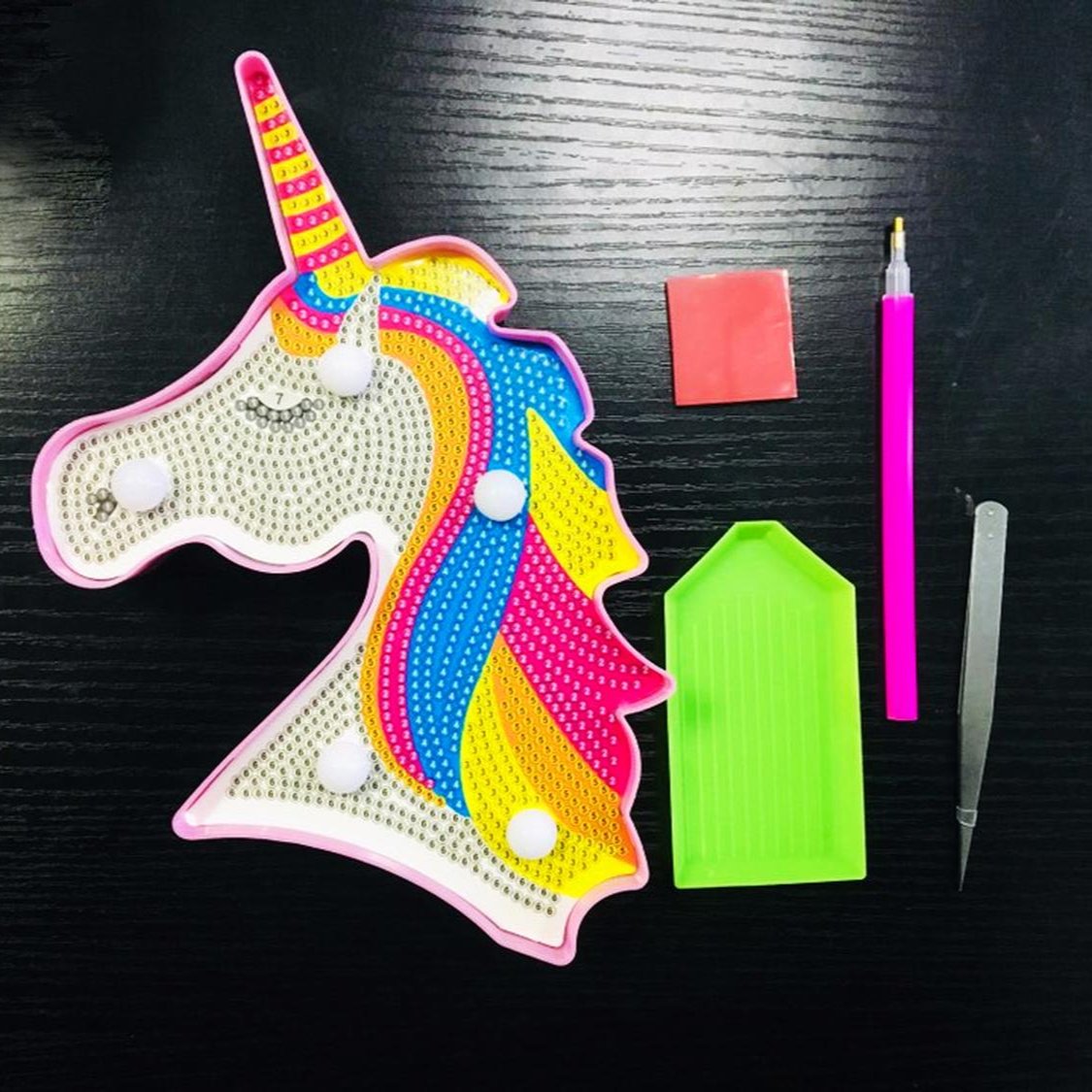 Pintura con Diamantes Lámpara con Luz Led Unicornio