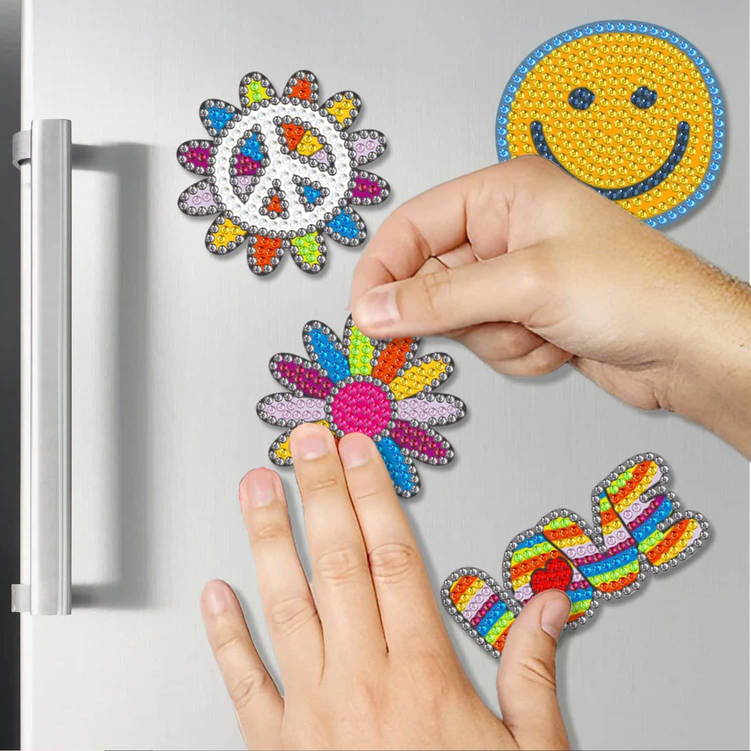 Pintura con Diamantes Magnetos Refrigerador Peace (5 unid)