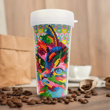 Pintura con diamantes vaso térmico Gato