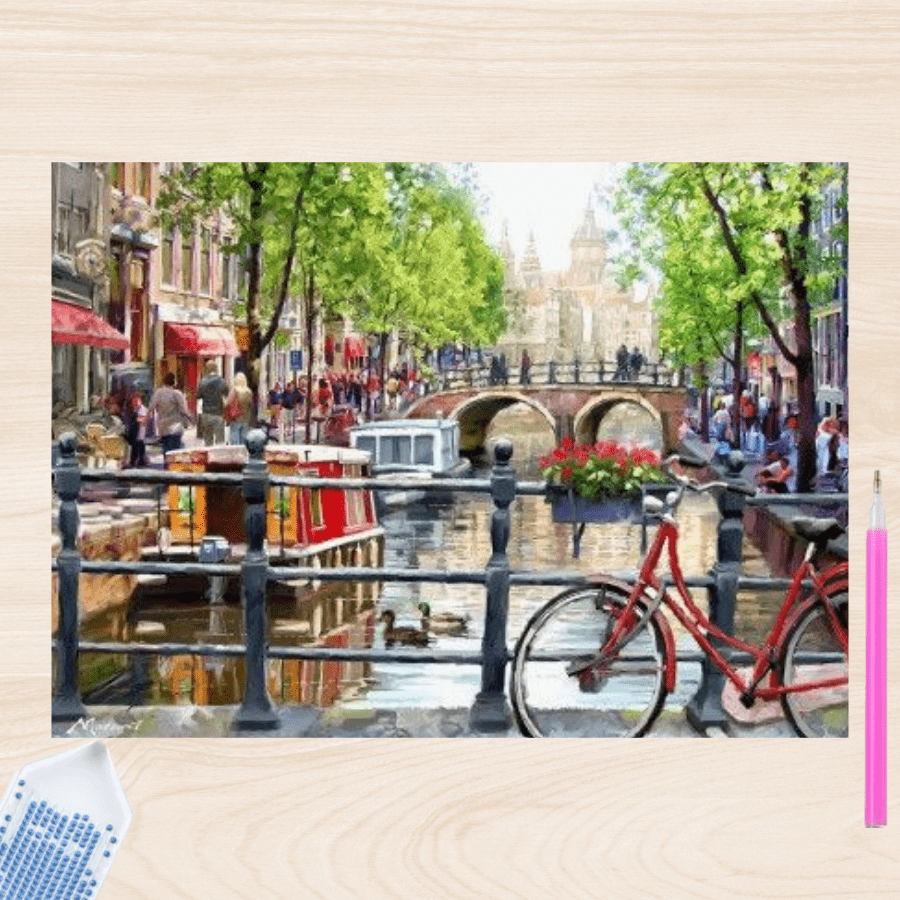 Pintura con Diamantes Puentes Amsterdam 30X40