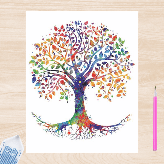 Pintura con Diamantes Árbol Colores 20x25