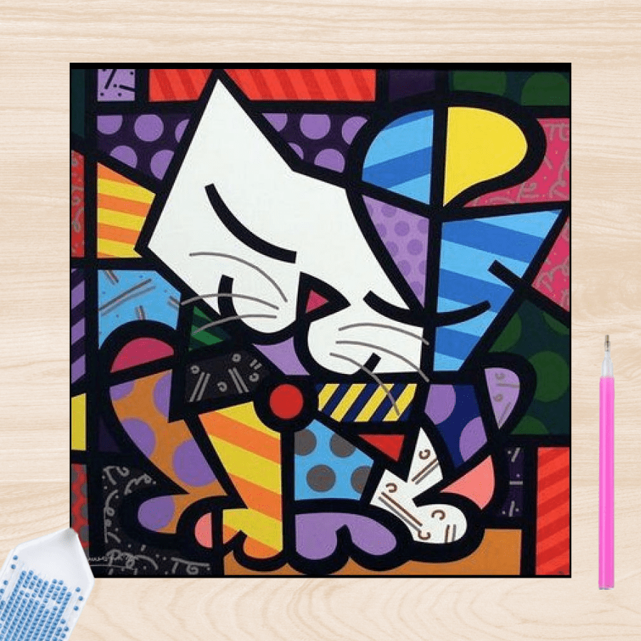 Pintura con Diamantes Gato Britto 20x25