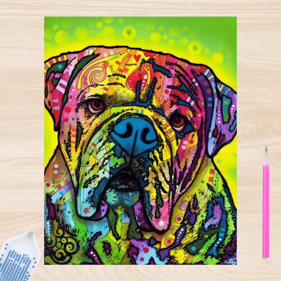 Pintura con Diamantes Bulldog Colores 30x40