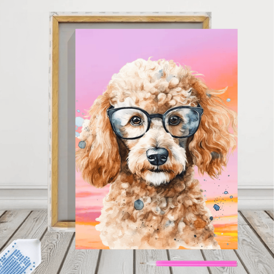 Pintura Diamantes Poodle 30x40 con Bastidor