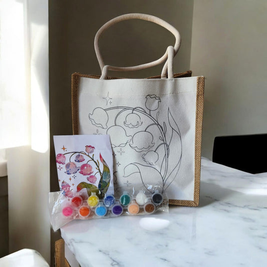 Bolsa de Tela y Yute flores de 23x 40