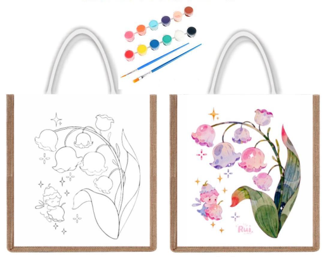 Bolsa de Tela y Yute flores de 23x 40