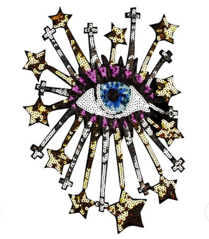Parche planchable ojo con estrellas lentejuelas