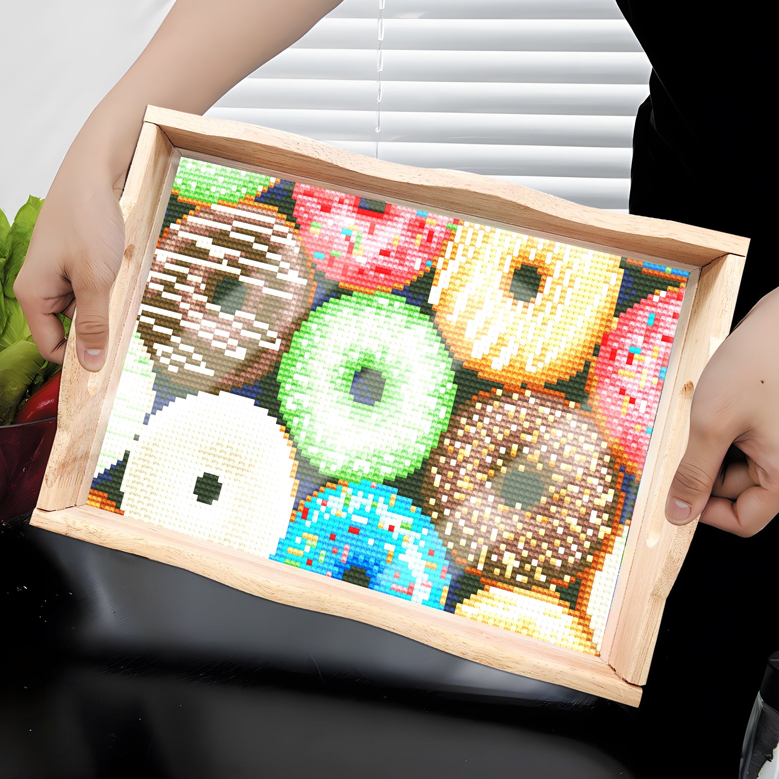 Pintura con diamantes Bandeja Donuts 30x20cm