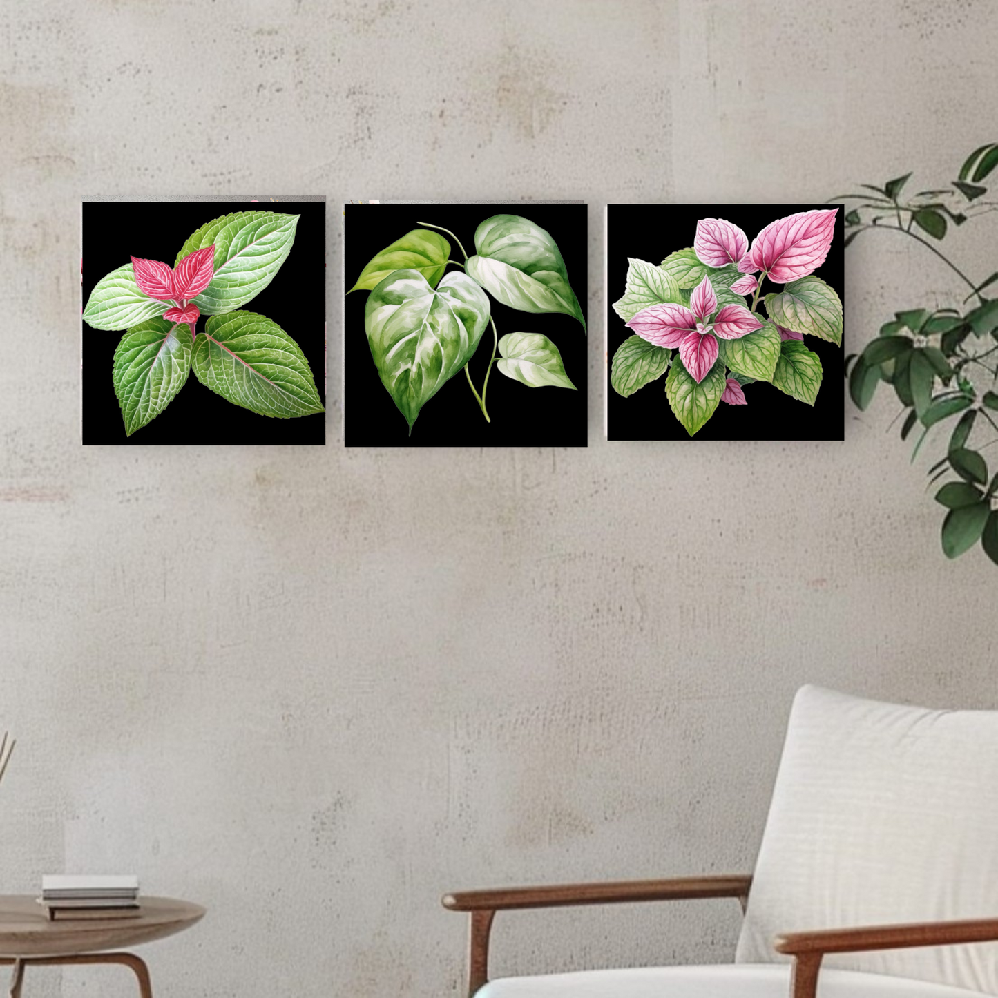 Set de 3 cuadros  pintura por número  Hojas de 20x20