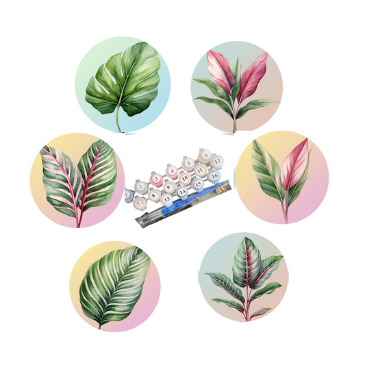 Kit de 6 posa vasos Pintura por número  Hojas