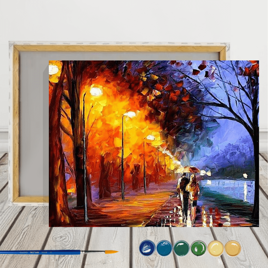 Paseo Nocturno Pintura por Número 30X40 con Bastidor