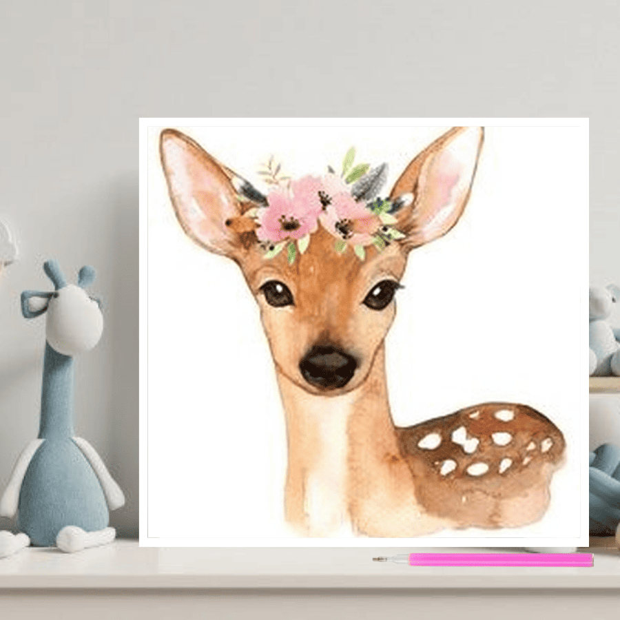 Pintura con Diamantes para Niños Bambi 20X20 con Marco