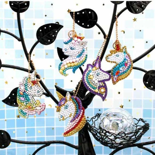 Pintura con diamantes set llaveros Unicornio (6 unid)