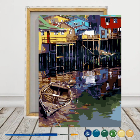 Palafitos Chiloé Pintura por números 30x40 con bastidor