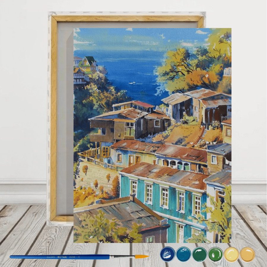 Valparaíso de mi Amor Pintura por Número 40X50 con bastidor